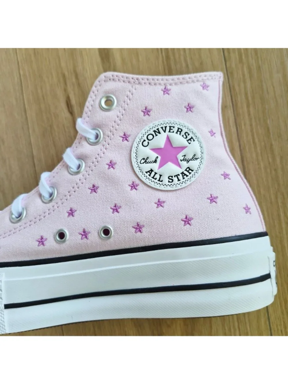 ⭐Converse CTAS Lift Hi Embroidered Stars 7.5 Women's Shoes Sneakers Pink A17791C - Picture 7 of 11